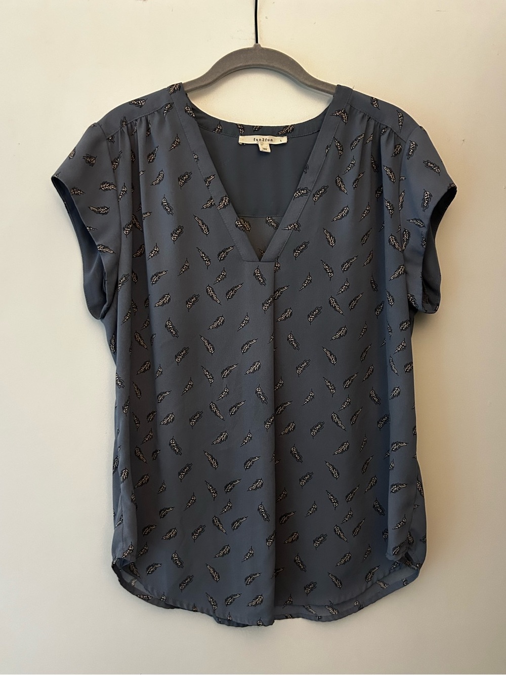 fun2fun Blue Short-Sleeve V-Neck Blouse